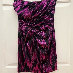 Arden B Strapless Pink and Black Dress